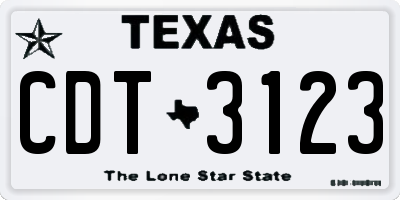TX license plate CDT3123