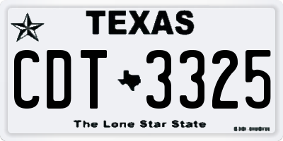 TX license plate CDT3325