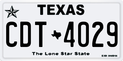 TX license plate CDT4029