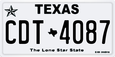 TX license plate CDT4087