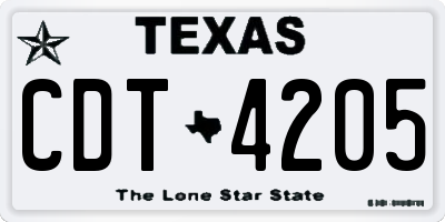 TX license plate CDT4205
