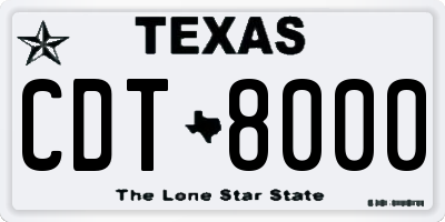 TX license plate CDT8000