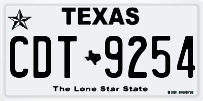 TX license plate CDT9254