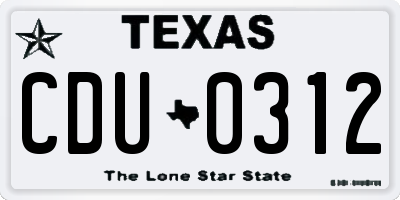 TX license plate CDU0312