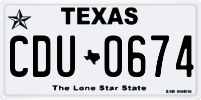 TX license plate CDU0674