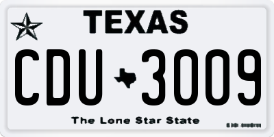 TX license plate CDU3009
