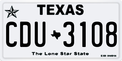 TX license plate CDU3108