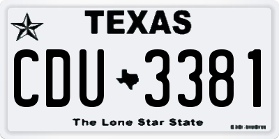 TX license plate CDU3381