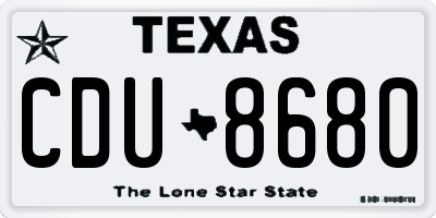 TX license plate CDU8680