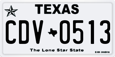 TX license plate CDV0513