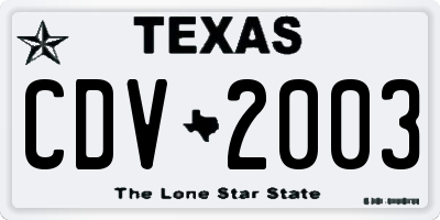 TX license plate CDV2003