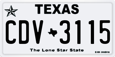 TX license plate CDV3115