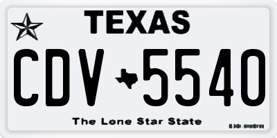 TX license plate CDV5540