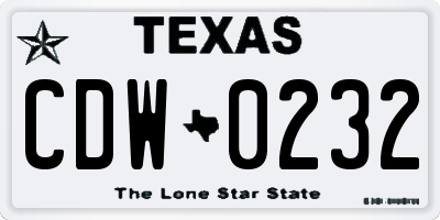 TX license plate CDW0232