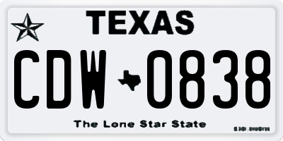 TX license plate CDW0838