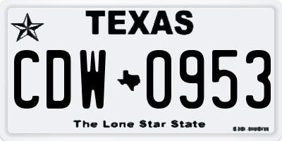 TX license plate CDW0953
