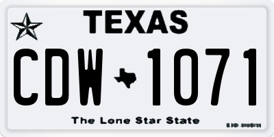 TX license plate CDW1071