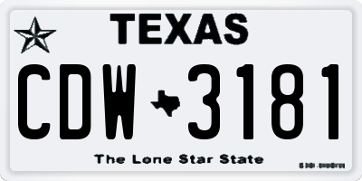 TX license plate CDW3181