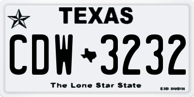 TX license plate CDW3232