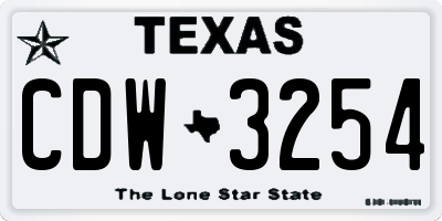 TX license plate CDW3254