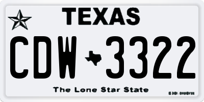 TX license plate CDW3322