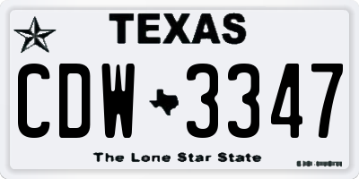 TX license plate CDW3347