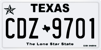 TX license plate CDZ9701