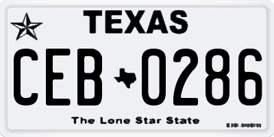 TX license plate CEB0286