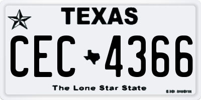 TX license plate CEC4366
