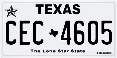 TX license plate CEC4605
