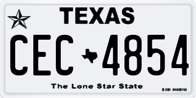 TX license plate CEC4854