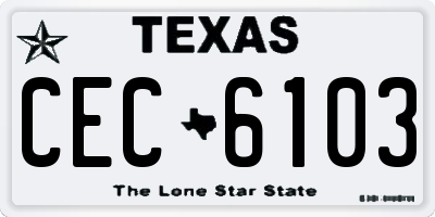 TX license plate CEC6103