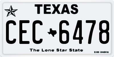 TX license plate CEC6478