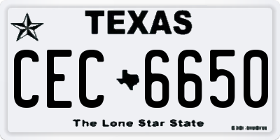 TX license plate CEC6650