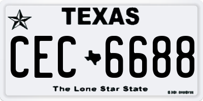 TX license plate CEC6688