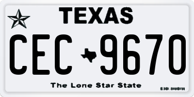 TX license plate CEC9670