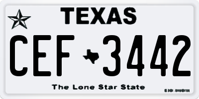 TX license plate CEF3442