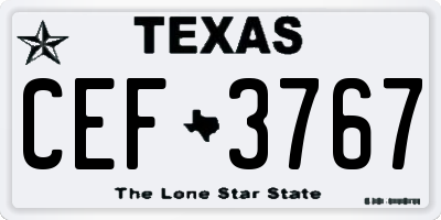 TX license plate CEF3767