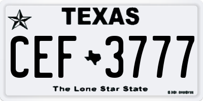 TX license plate CEF3777