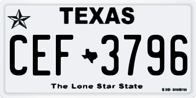 TX license plate CEF3796