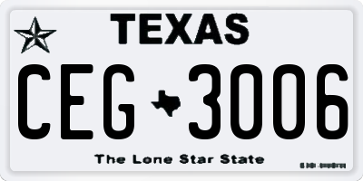 TX license plate CEG3006