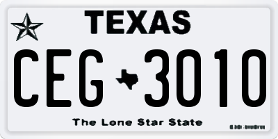 TX license plate CEG3010