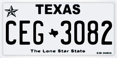 TX license plate CEG3082