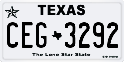 TX license plate CEG3292