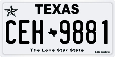 TX license plate CEH9881