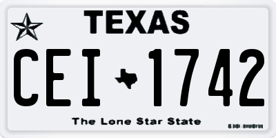 TX license plate CEI1742