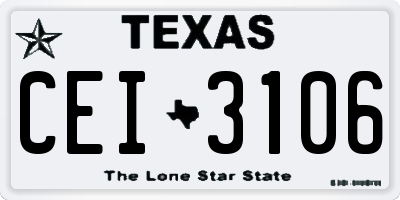 TX license plate CEI3106