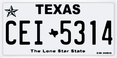 TX license plate CEI5314