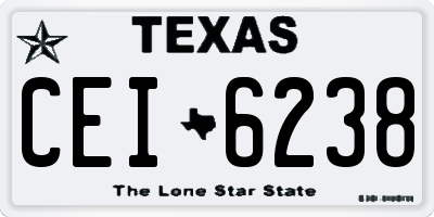 TX license plate CEI6238