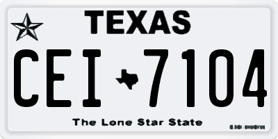 TX license plate CEI7104
